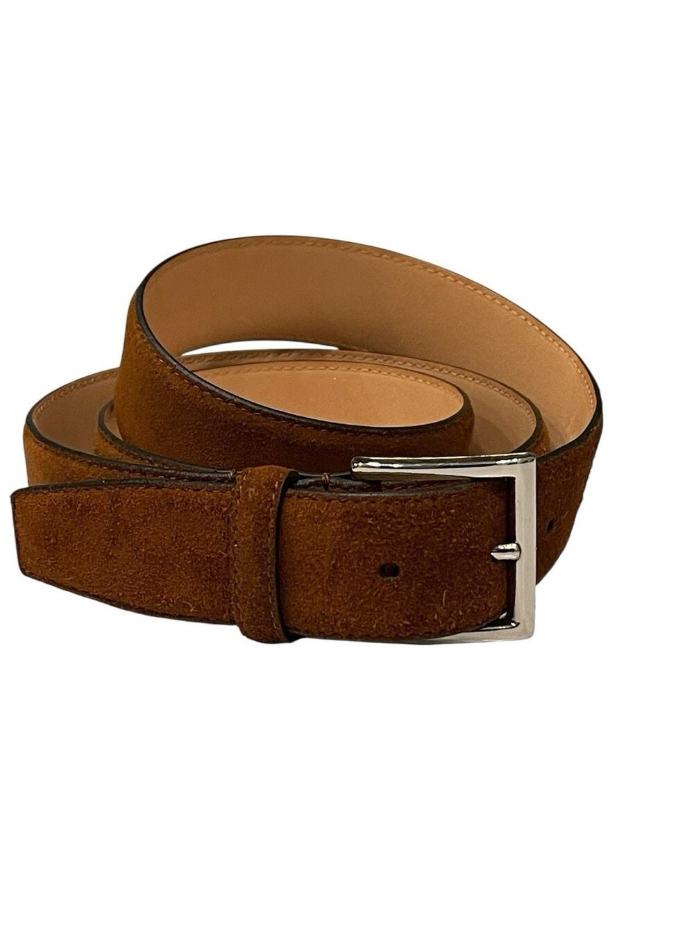 Crockett Jones brown Suede Leather Belt 42